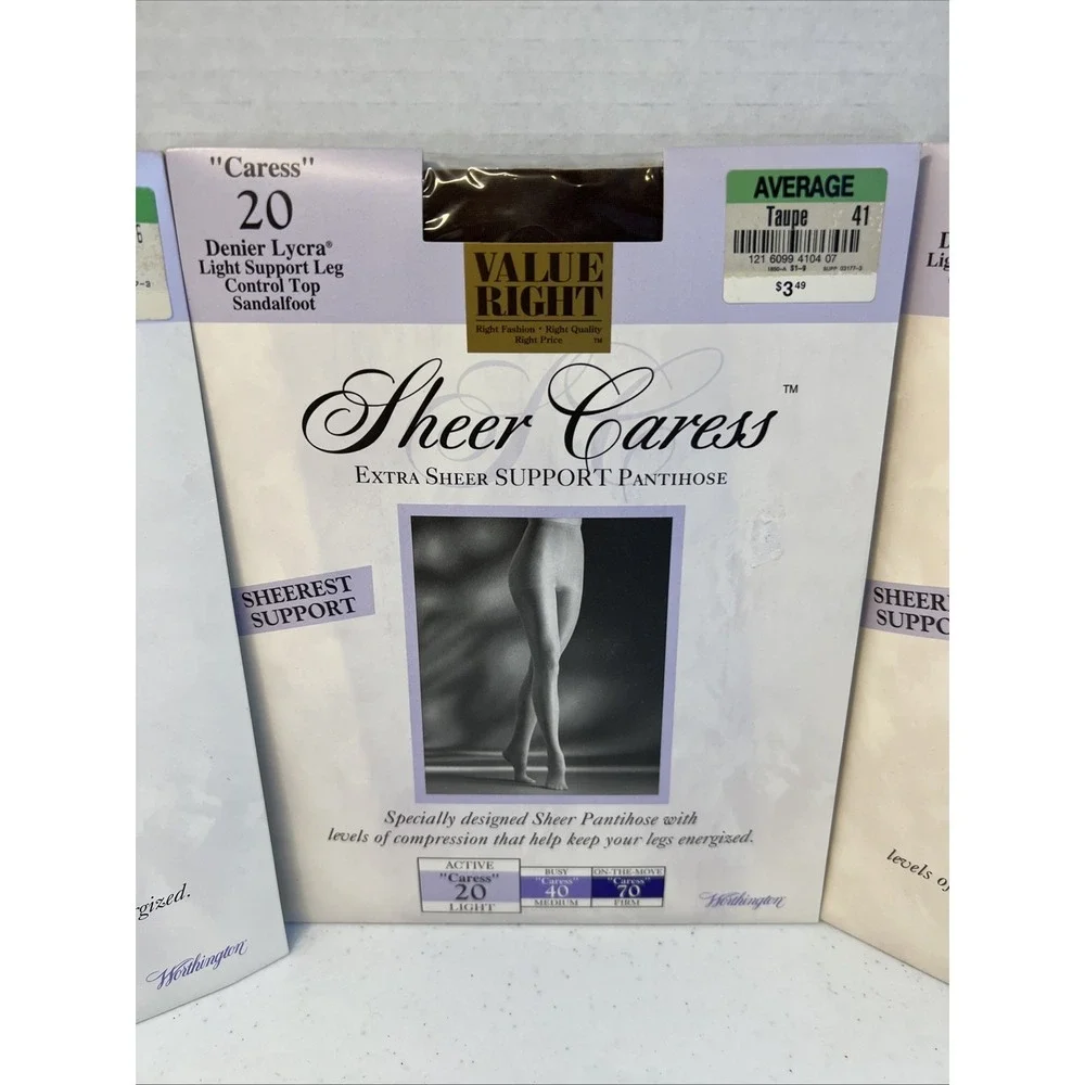 Worthington Sheer Caress Pantyhose Average Sable Taupe White Control Top Lot